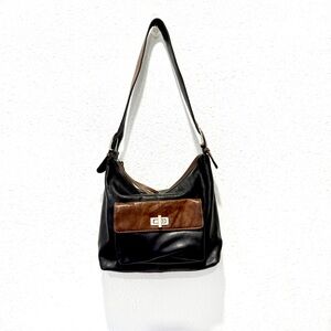 ili New York leather Black and‎ Brown Shoulder/hobo Bag